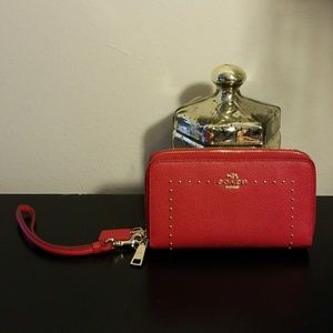 Authentic Coach red studdes wristlet